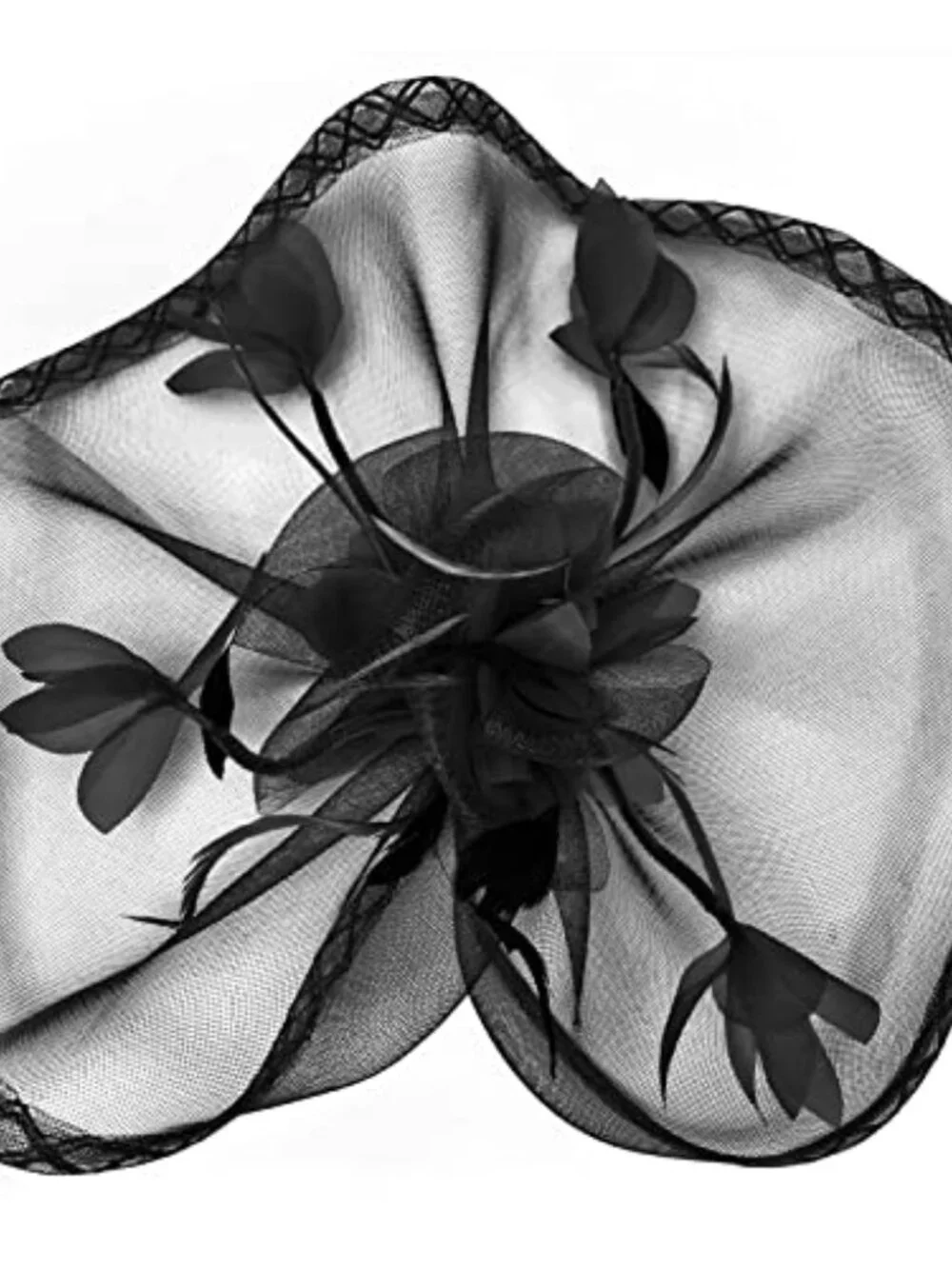Mesh Floral Feather Fascinator Headband for Women Wedding Cocktail Tea Party